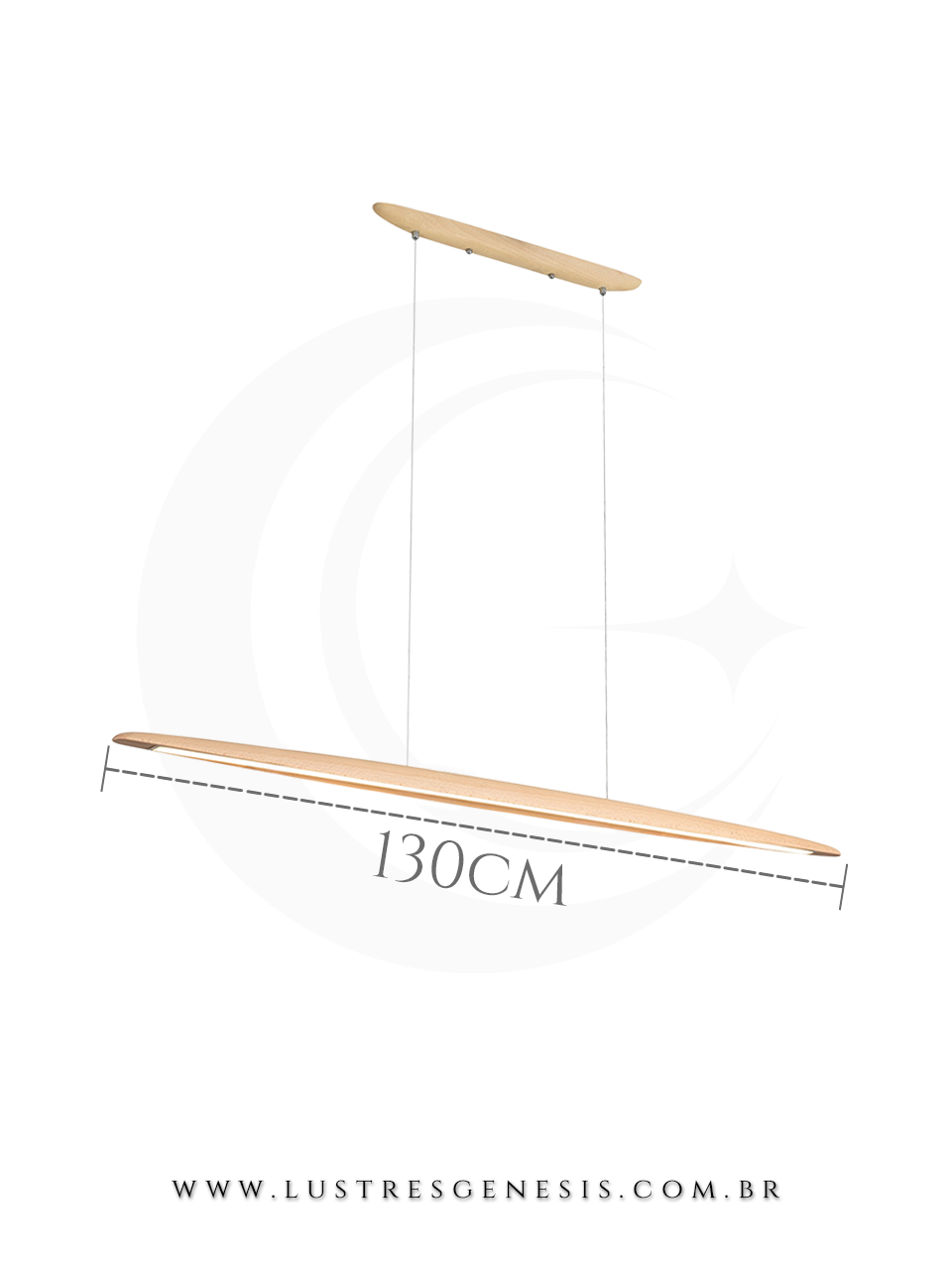 Lumin&aacute;ria Pendente Linear Madeira 130cm Retangular para Sala de Jantar e &Aacute;rea Gourmet 
